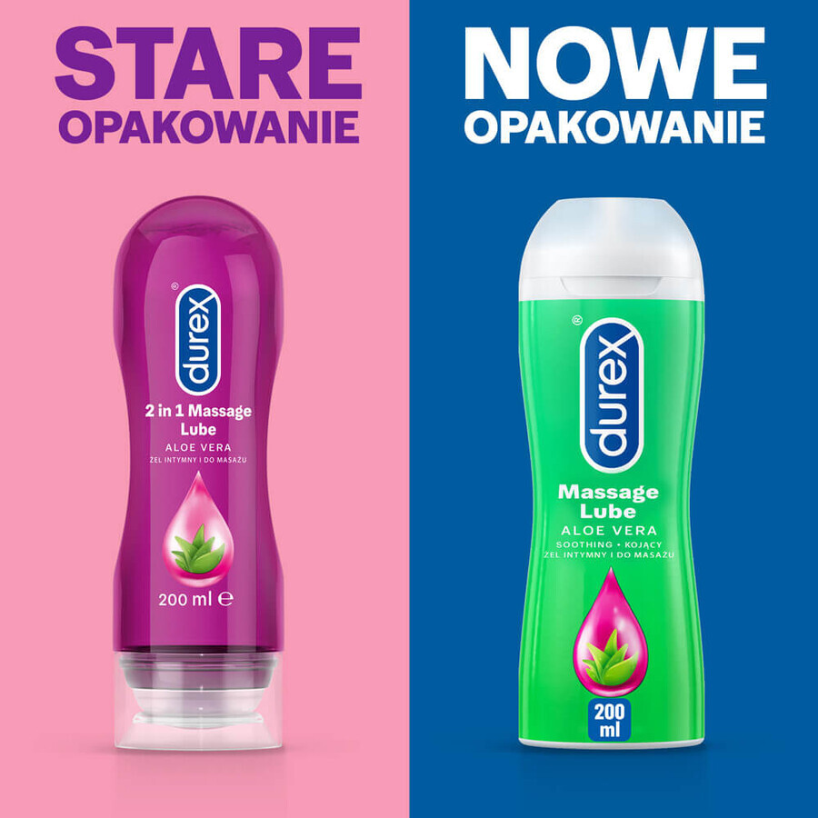 Durex, gel intimo e da massaggio idratante 2in1, aloe vera, 200 ml