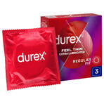 Durex Fetherlite Elite, preservativi con più lubrificante, più sottili, 3 pezzi