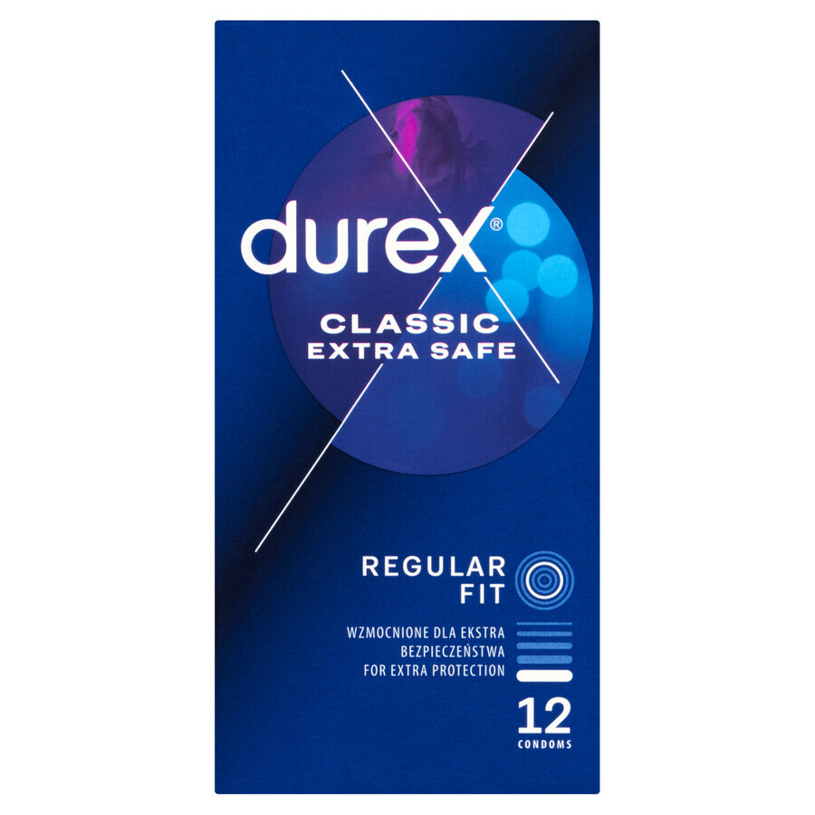 Durex Extra Safe, preservativi con più lubrificante, rinforzati, 12 pezzi