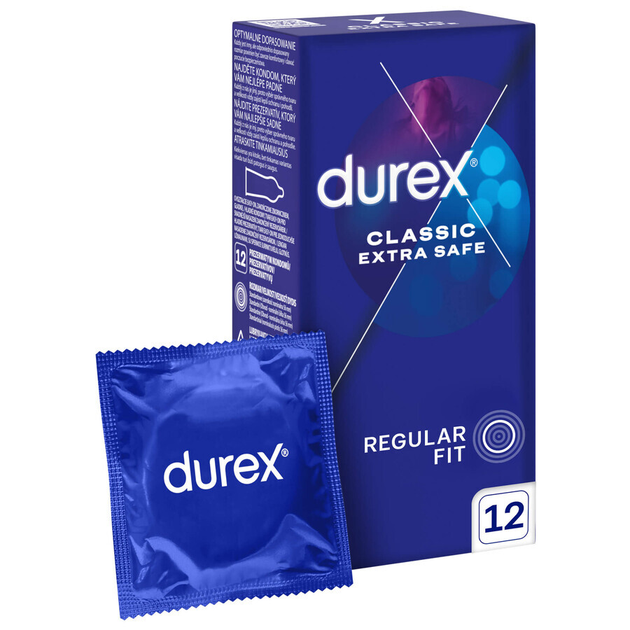 Durex Extra Safe, preservativi con più lubrificante, rinforzati, 12 pezzi