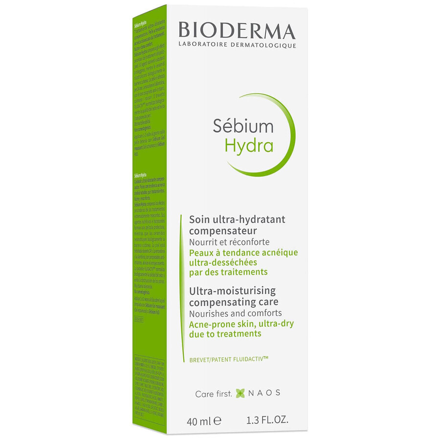 Bioderma Sebium Hydra, crema idratante per pelli grasse e acneiche, 40 ml