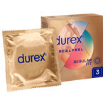 Durex Real Feel, preservativi lisci senza lattice, 3 pezzi