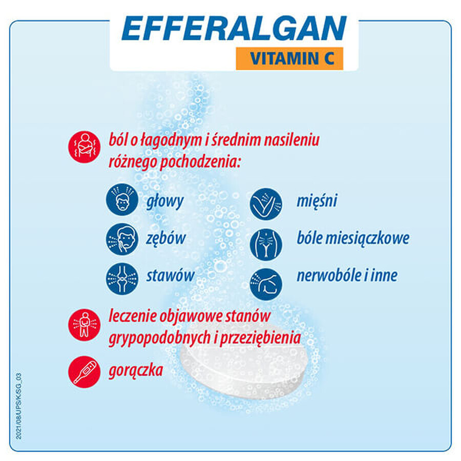 Efferalgan Vitamine C 330 mg + 200 mg, 20 comprimés effervescents