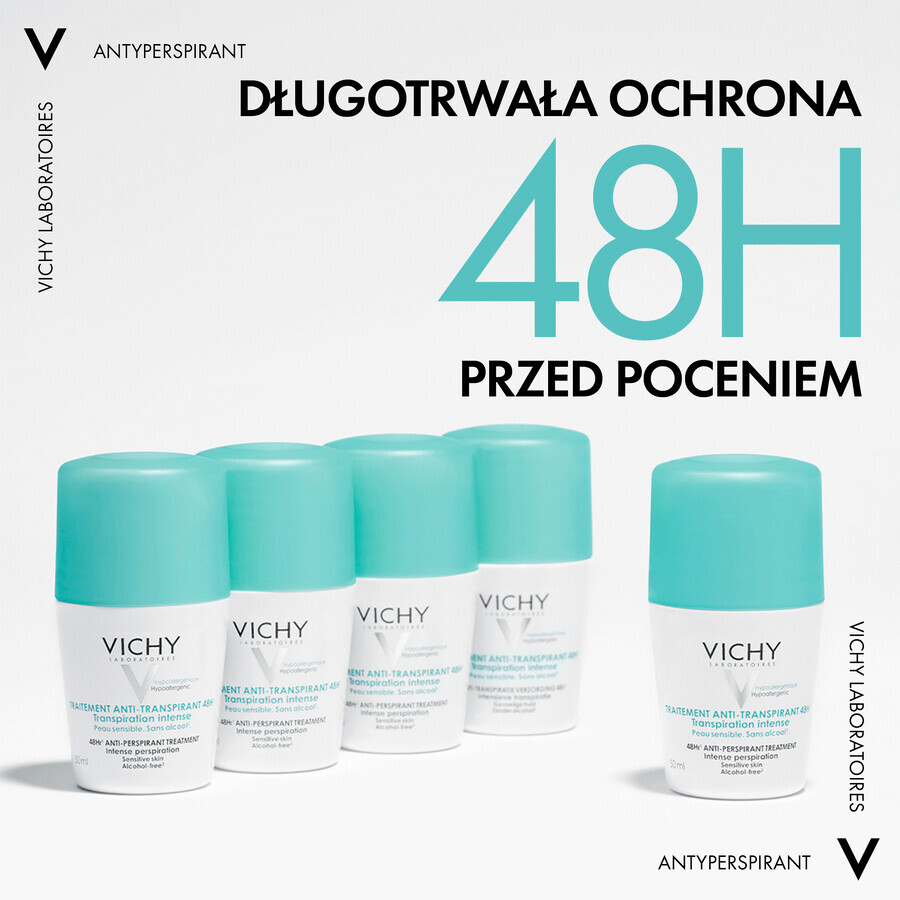 Vichy, roll-on antitraspirante, trattamento antitraspirante contro la sudorazione eccessiva, 48 ore, 50 ml