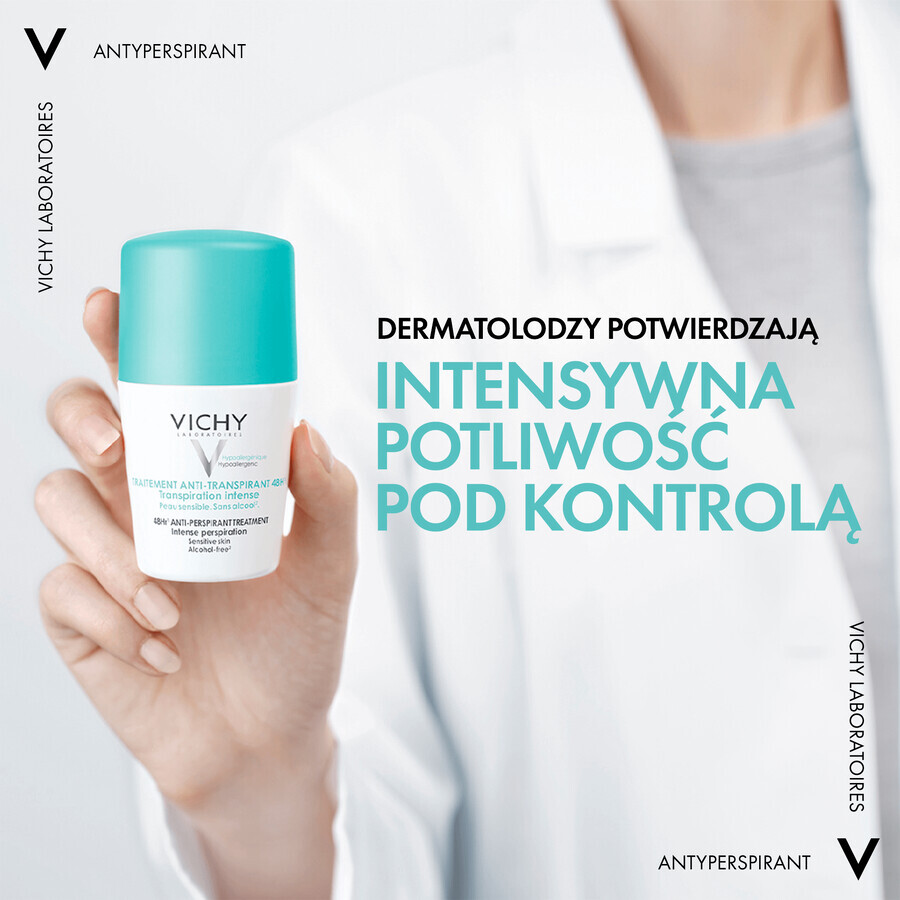 Vichy, roll-on antitraspirante, trattamento antitraspirante contro la sudorazione eccessiva, 48 ore, 50 ml