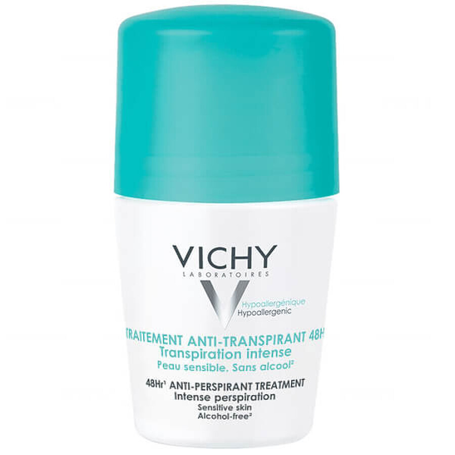 Vichy, roll-on antitraspirante, trattamento antitraspirante contro la sudorazione eccessiva, 48 ore, 50 ml