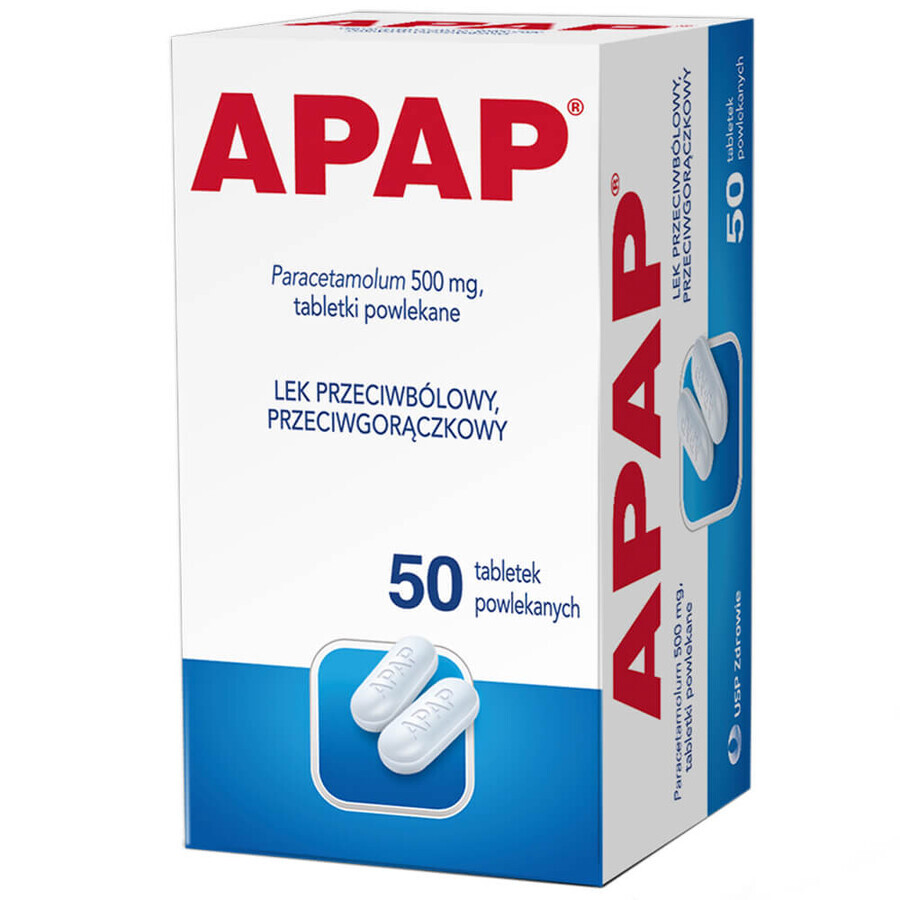 Apap 500 mg, 50 comprimidos recubiertos con película