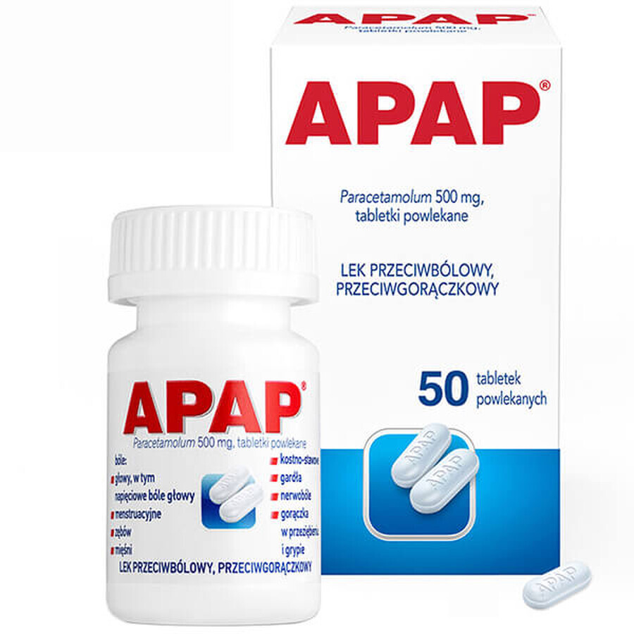 Apap 500 mg, 50 comprimidos recubiertos con película