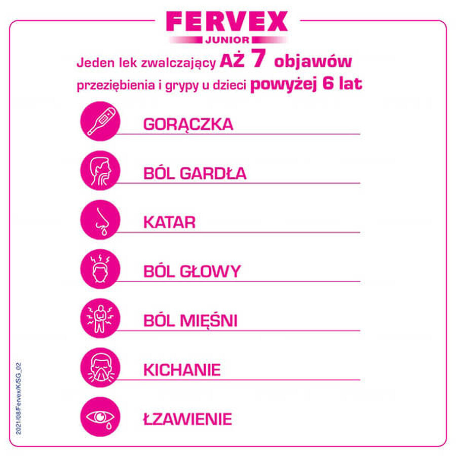 Fervex Junior 280 mg + 100 mg + 10 mg, Granulat für orale Lösung, 8 Beutel