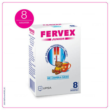 Fervex Junior 280 mg + 100 mg + 10 mg, Granulat für orale Lösung, 8 Beutel