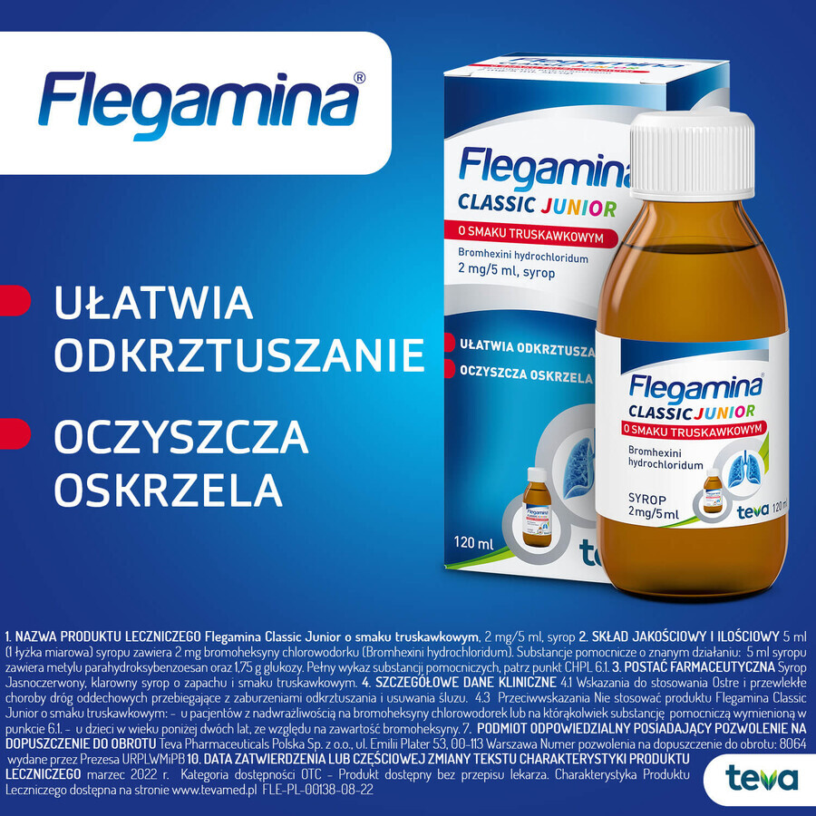 Flegamina Junior 2 mg/ 5 ml, aroma di fragola, sciroppo, 120 ml