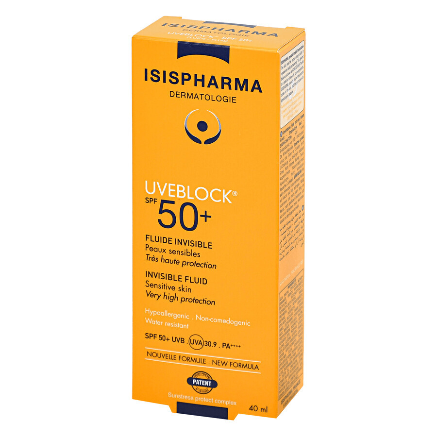 IsisPharma Uveblock, fluido protettivo trasparente, SPF 50+, 40 ml