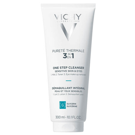 Vichy Purete Thermale, desmaquillante 3 en 1 para rostro y ojos, 300 ml