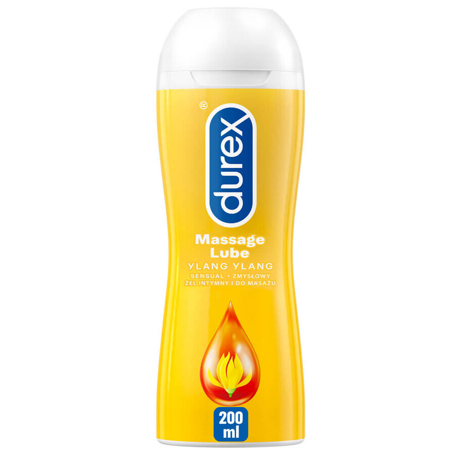 Durex, gel intimo e da massaggio sensuale e stimolante 2in1, ylang ylang, 200 ml