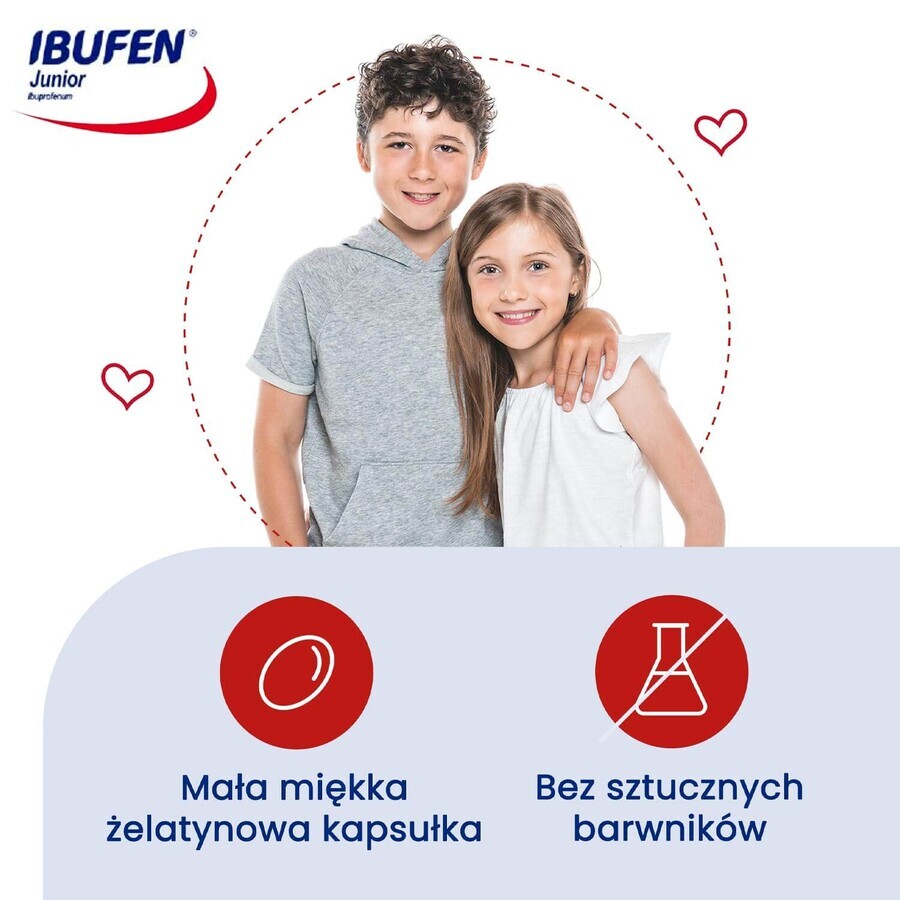 Ibufen Junior 200 mg, per bambini a partire da 6 anni di età, 10 capsule molli