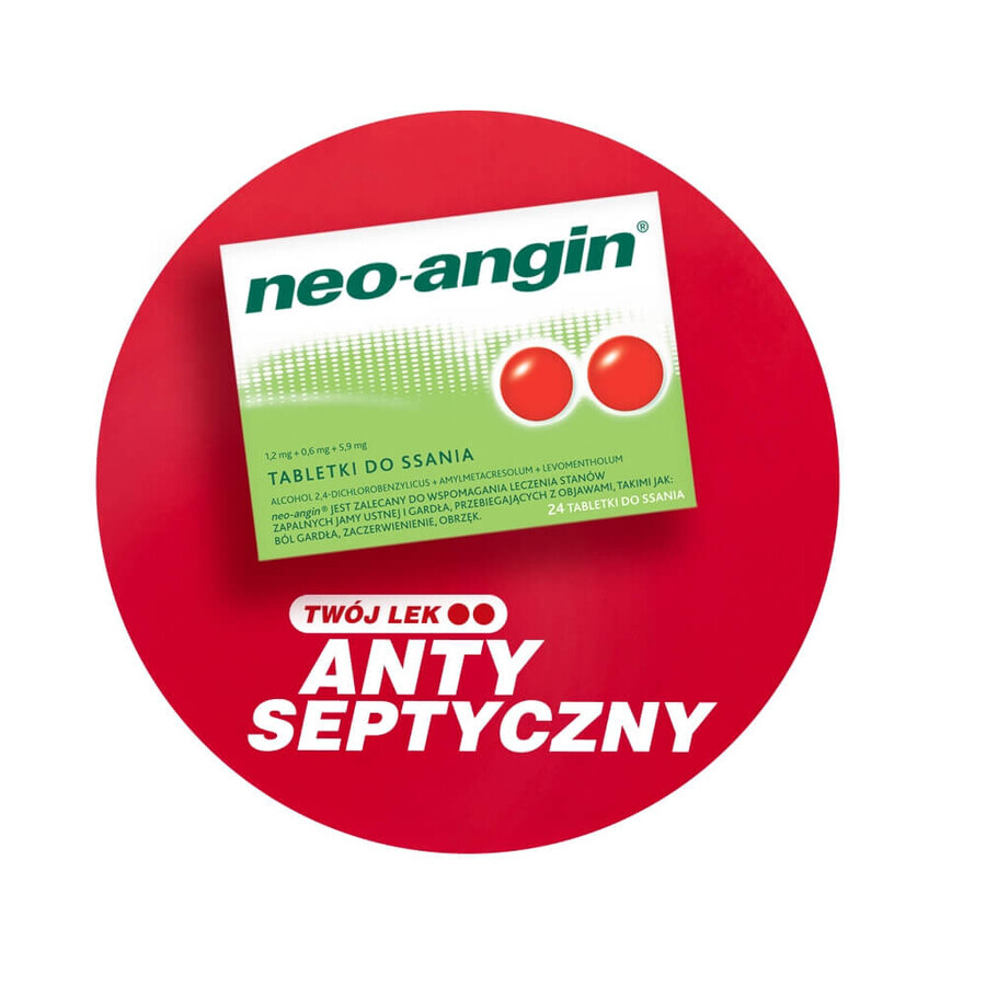 Neo-Angin 1,2 mg + 0,6 mg + 5,9 mg, 24 pastiglie