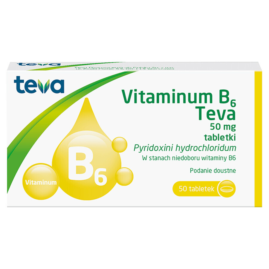 Vitaminum B6 Teva 50 mg, 50 compresse