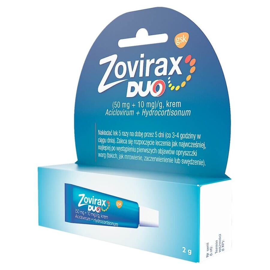 Zovirax Duo (50 mg + 10 mg)/g, crema, 2 g 