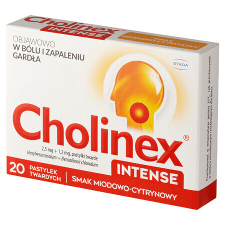 Cholinex Intense 2,5 mg + 1,2 mg, Honig- und Zitronengeschmack, 20 Hartlutschtabletten