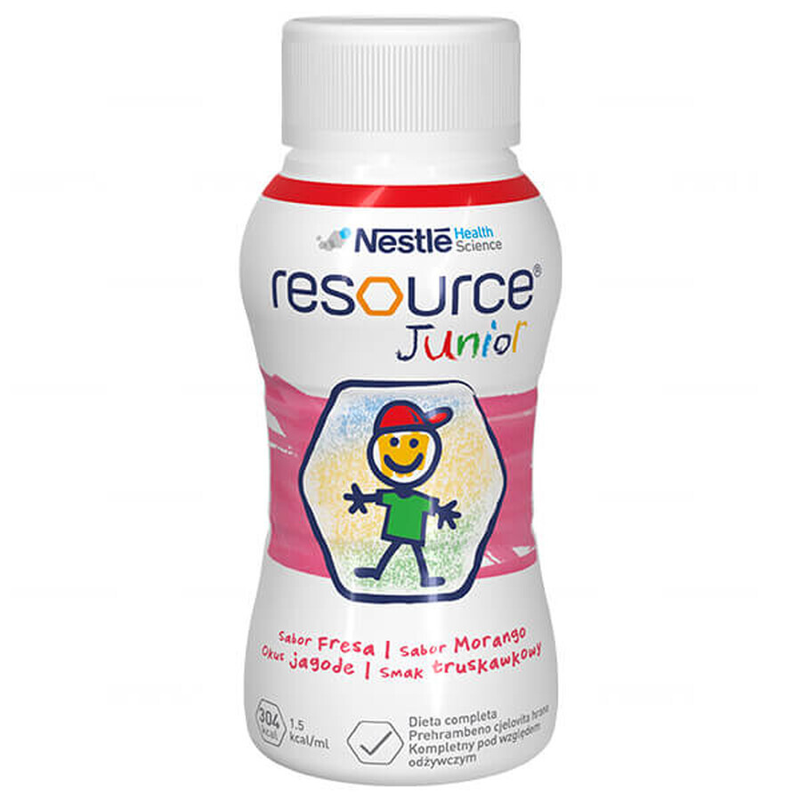 Resource Junior, preparazione nutrizionale oltre 1 anno, gusto fragola, 4 x 200 ml