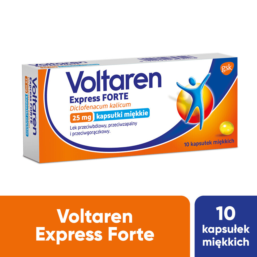 Voltaren Express Forte 25 mg, 10 softgel capsules