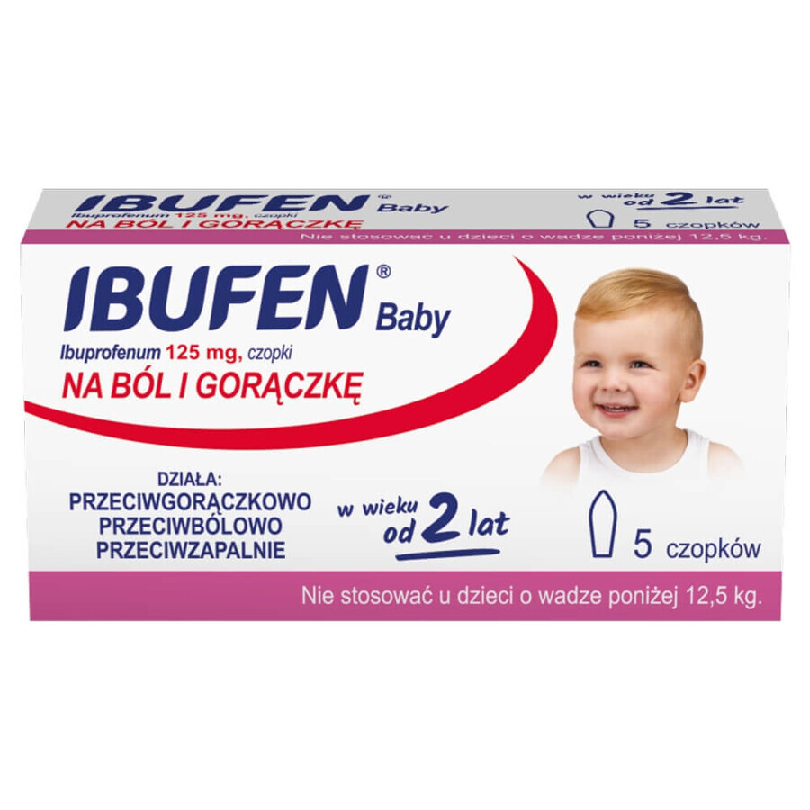 Ibufen Baby 125 mg, Zäpfchen ab 2 Jahren, 5 Stück