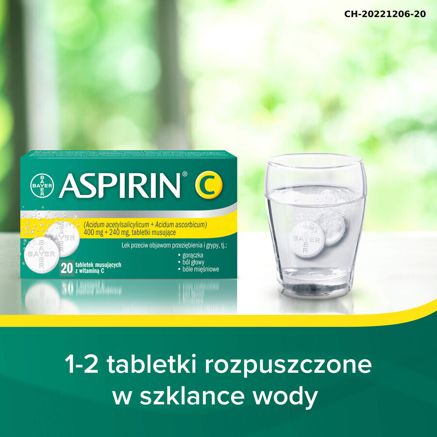 Aspirin C 400 mg + 240 mg, 20 effervescent tablets