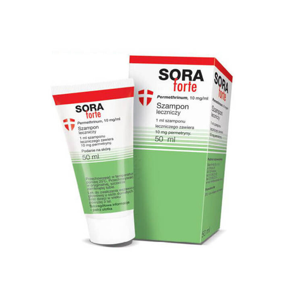 Sora Forte 10 mg/ml, shampoo medicinale contro i pidocchi, 50 ml