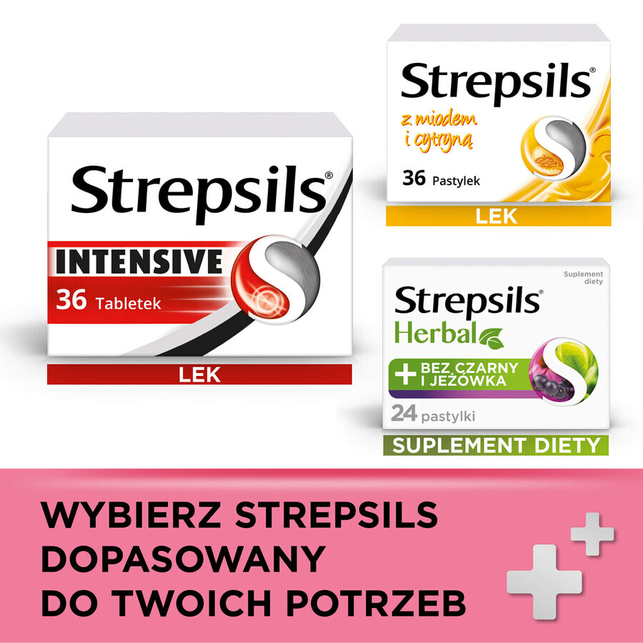 Strepsils Junior 1.2 mg + 0.6 mg, sugar-free, strawberry flavor, 24 tablets