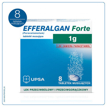 Efferalgan Forte 1 g, 8 comprimés effervescents