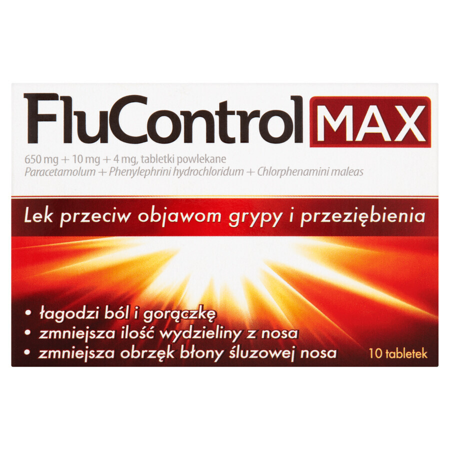 FluControl Max 650 mg + 10 mg + 4 mg, 10 Filmtabletten