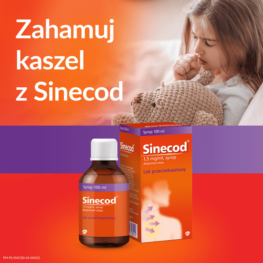 Sinecod 1,5 mg/ml, sciroppo, 100 ml