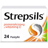 Strepsils orange with vitamin C 1.2 mg + 0.6 mg, 24 hard pills