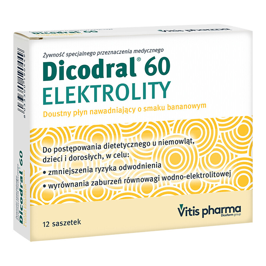 Dicodral 60 Elettroliti, gusto banana, 12 bustine