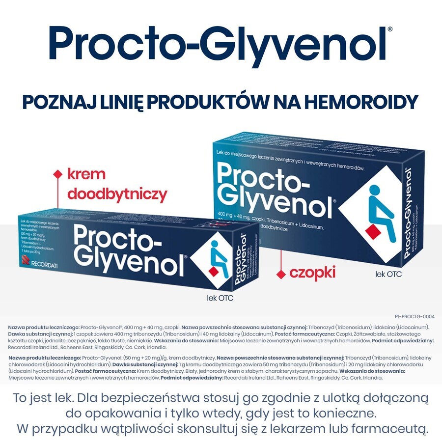 Procto-Glyvenol 400 mg + 40 mg, supposte, 10 pezzi