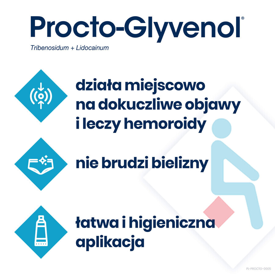 Procto-Glyvenol (50 mg + 20 mg)/g, rectal cream, 30 g