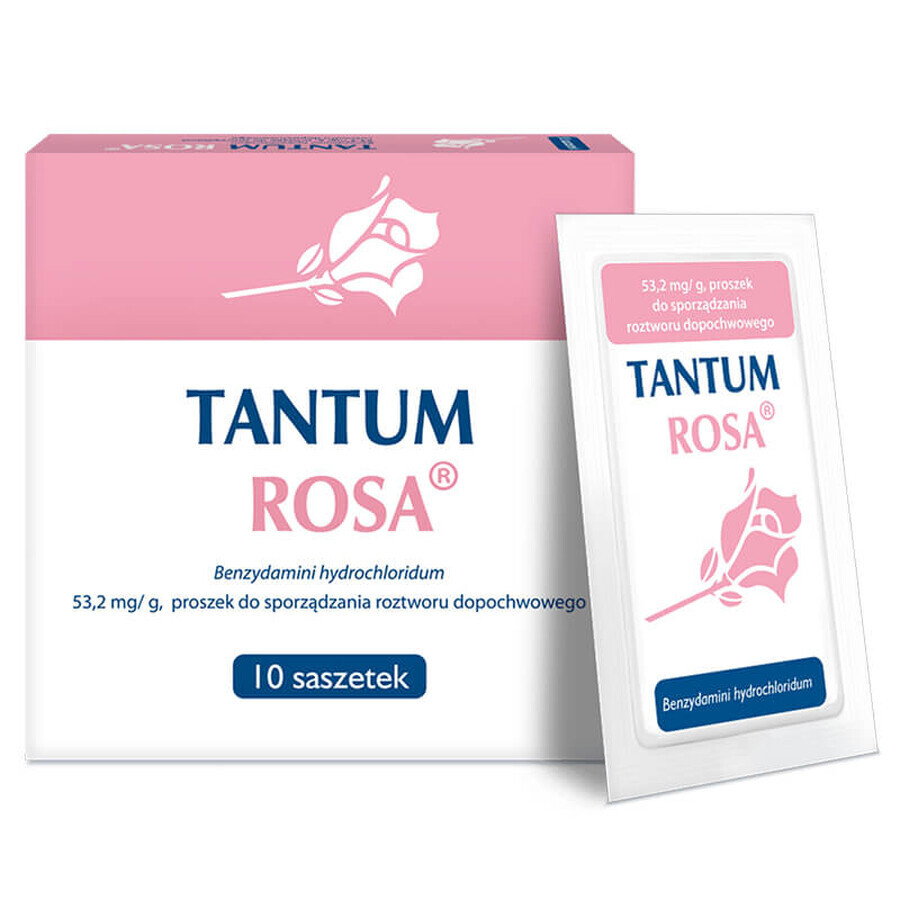 Tantum Rosa 53,2 mg/g, poeder voor vaginale irrigatieoplossing, 10 sachets