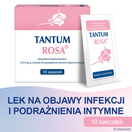 Tantum Rosa 53,2 mg/g, poeder voor vaginale irrigatieoplossing, 10 sachets