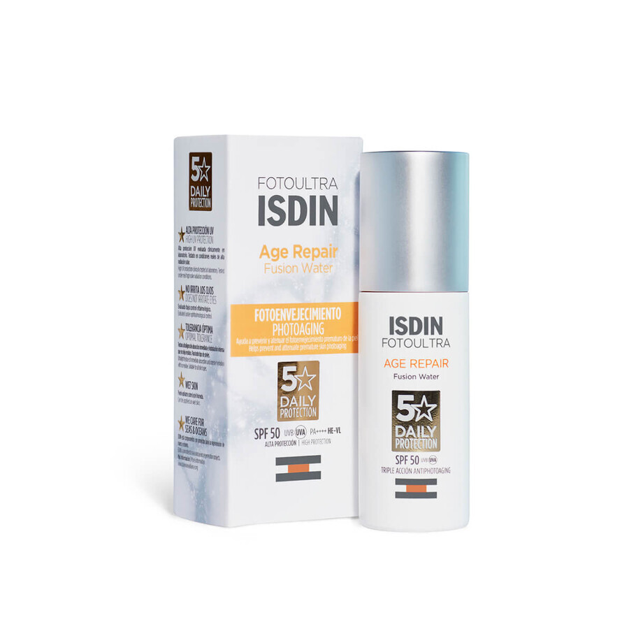 ISDIN Foto Ultra Age Repair Fusion Water SPF 50 Crema Solare Viso Antietà, 50 ml