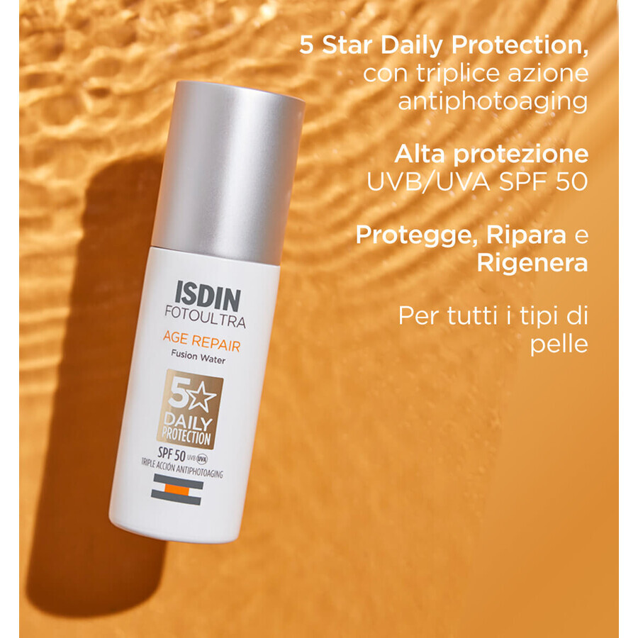 ISDIN Foto Ultra Age Repair Fusion Water SPF 50 Crema Solare Viso Antietà, 50 ml