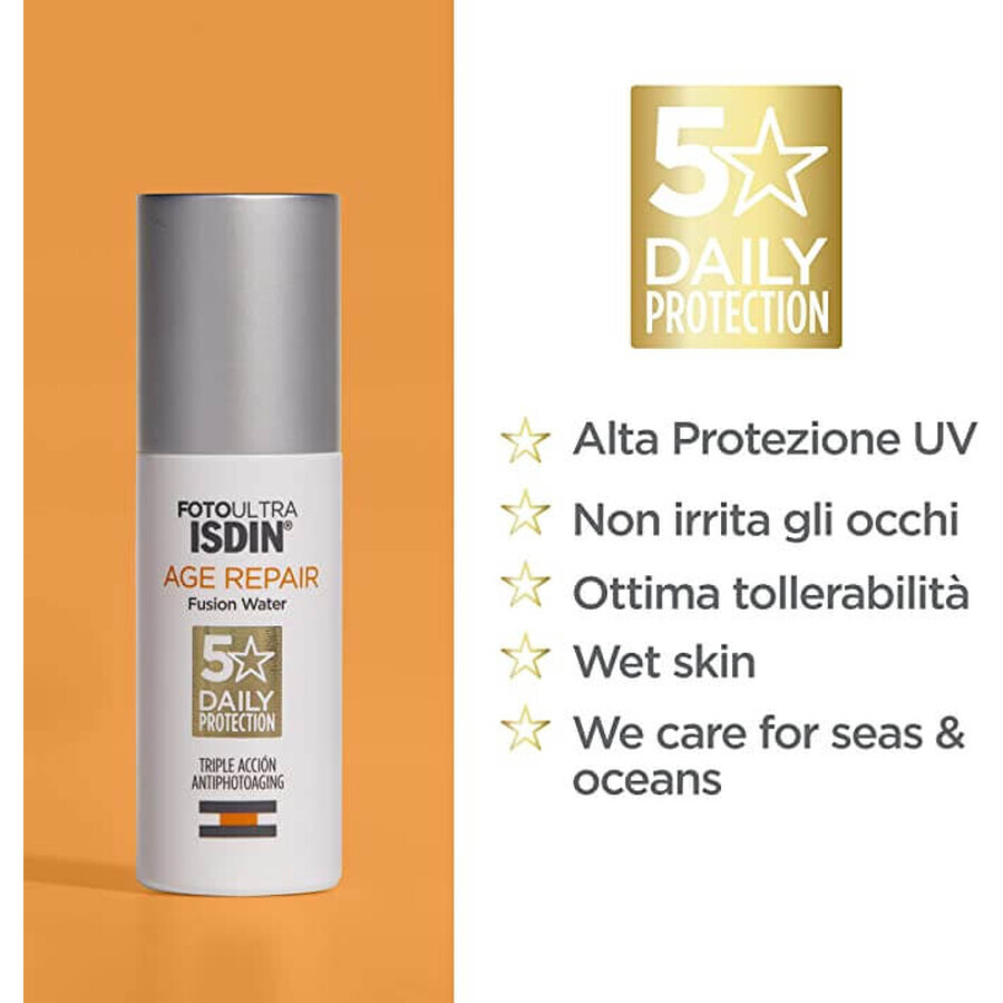 ISDIN Foto Ultra Age Repair Fusion Water SPF 50 Crema Solare Viso Antietà, 50 ml