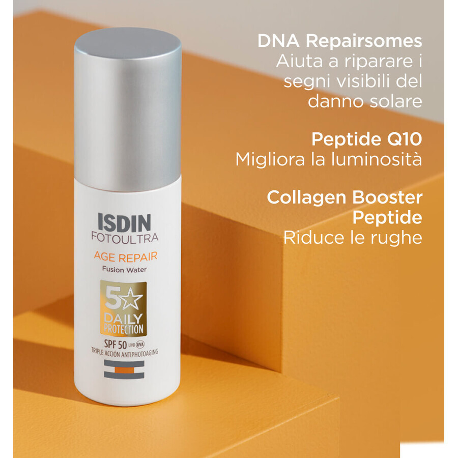 ISDIN Foto Ultra Age Repair Fusion Water SPF 50 Crema Solare Viso Antietà, 50 ml