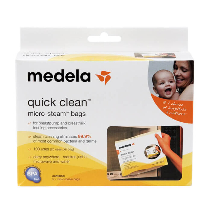 Medela, sacchetti per la disinfezione microonde, 5 pezzi