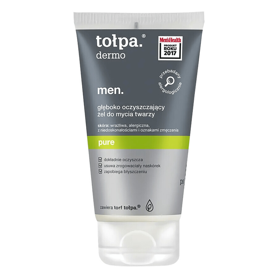 Tolpa Dermo MEN, Puro, gel detergente profondo per la pulizia del viso, 150 ml