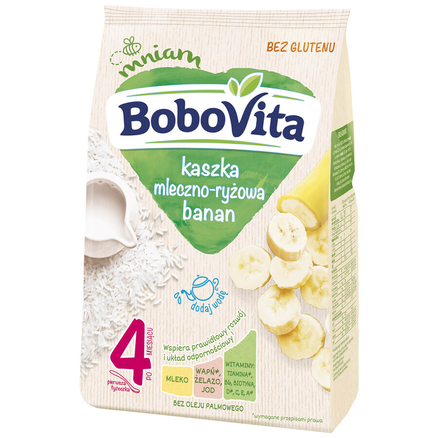 BoboVita Porridge di riso al latte, banana, senza glutine, dopo 6 mesi, 230 g