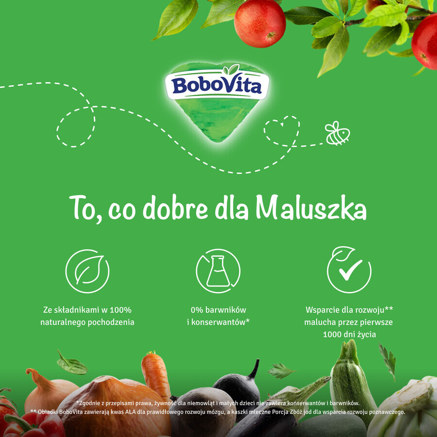 BoboVita Tasty Dinner Porridge di latte e riso, 3 frutti, senza glutine, dopo 6 mesi, 230 g