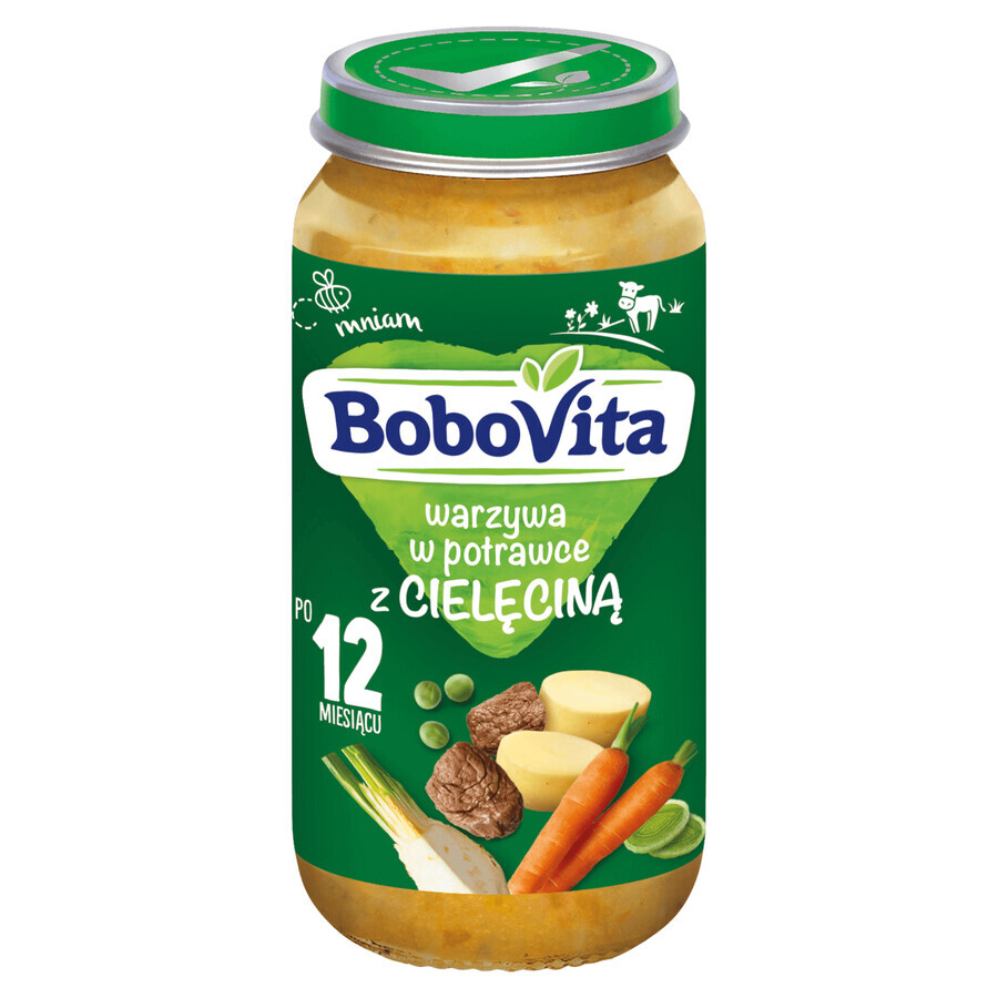 BoboVita Dinner, verdure in un piatto con carne di vitello, dopo 12 mesi, 250 g