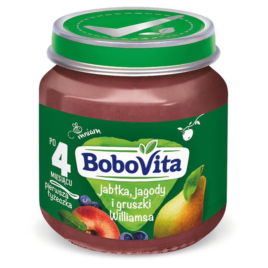 BoboVita Dessert, mela, mirtillo e pera, dopo 4 mesi, 125 g