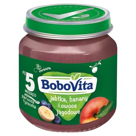 BoboVita Dessert, banana, mela e frutti di bosco, dopo 5 mesi, 125 g