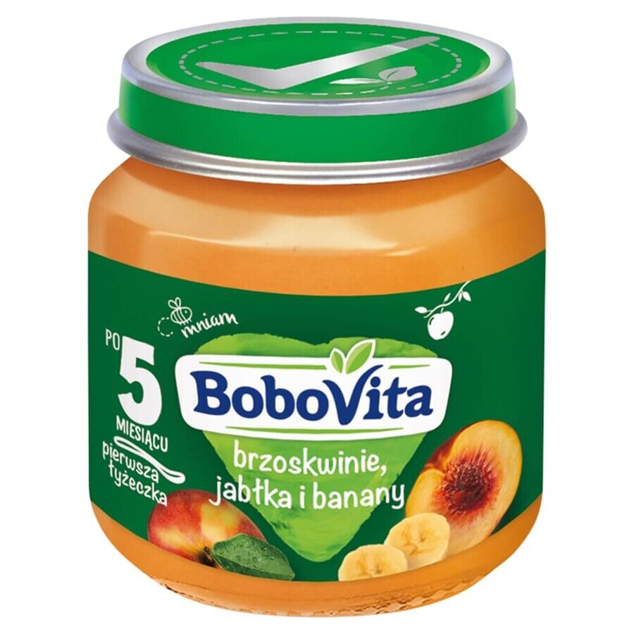 BoboVita Dessert, pesche, mela e banana, dopo 5 mesi, 125 g